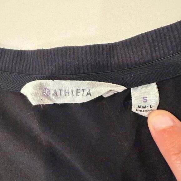 Athleta Topanga V-Neck Midi T-Shirt Dress Women's Size Small Black Ruched Sides - Picture 4 of 6